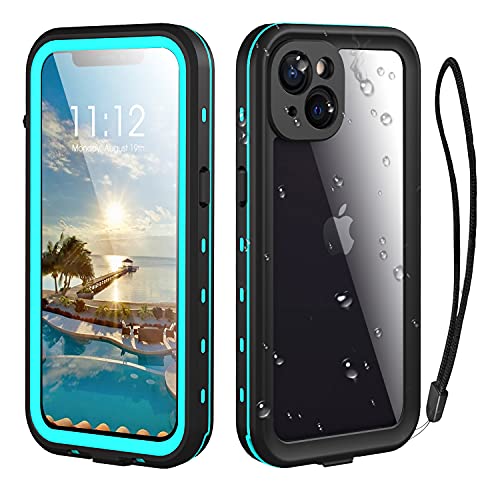 Transy Waterproof Phone Case Compatible with iPhone 13 IP68 Waterproof Shockproof Dust-Proof Phone Case with Built in Screen Protector Full Body Protective Case (Blue iPhone 13)