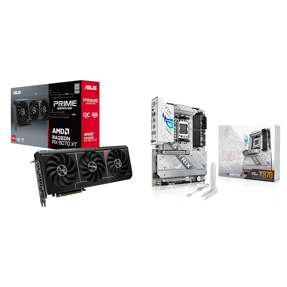 Bundle of ASUS Prime Radeon RX 9070 XT OC Edition Graphics Card ASUS ROG Strix X870-A Gaming WiFi