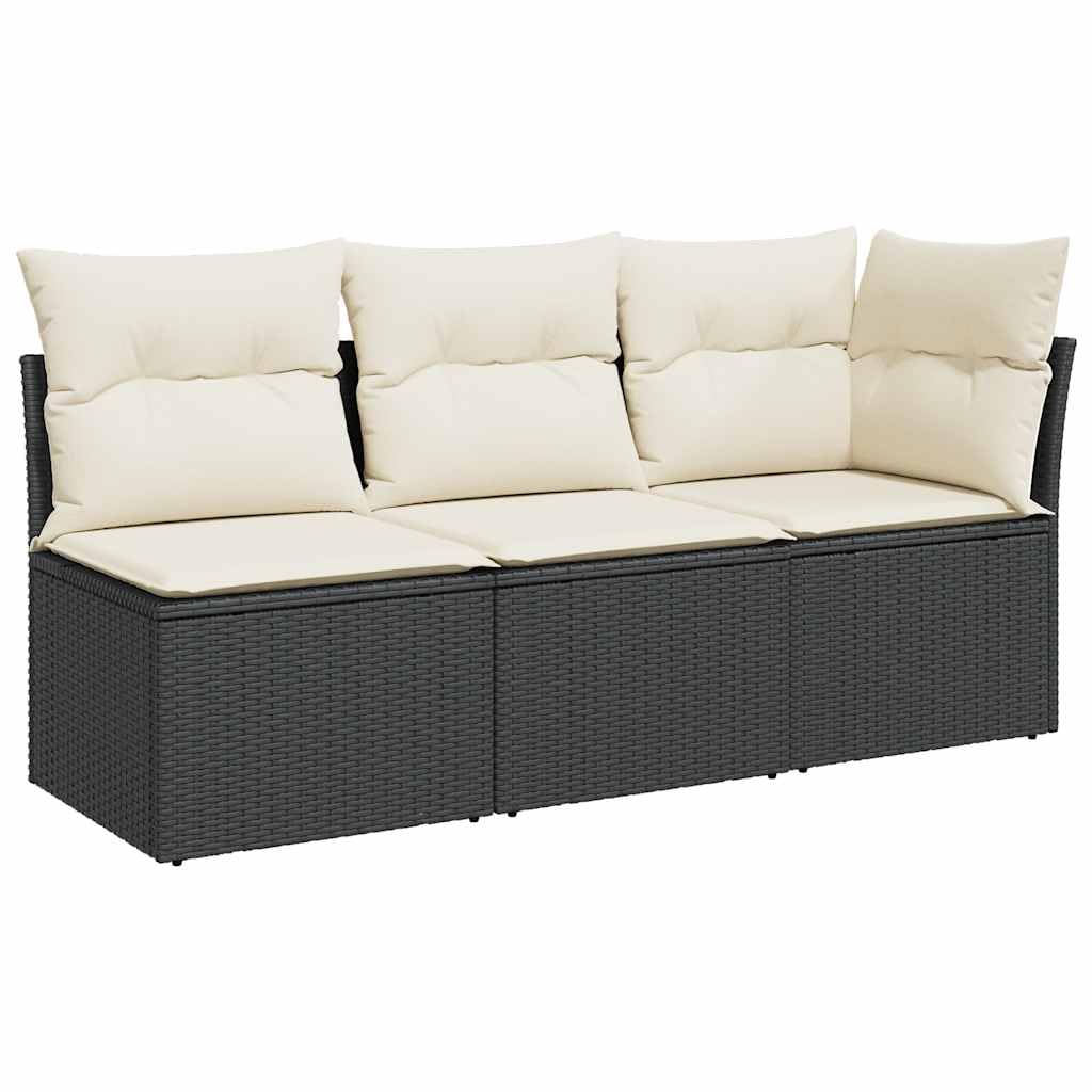 vidaXL Canapé de Jardin 3 Places Résine Tressée Noir