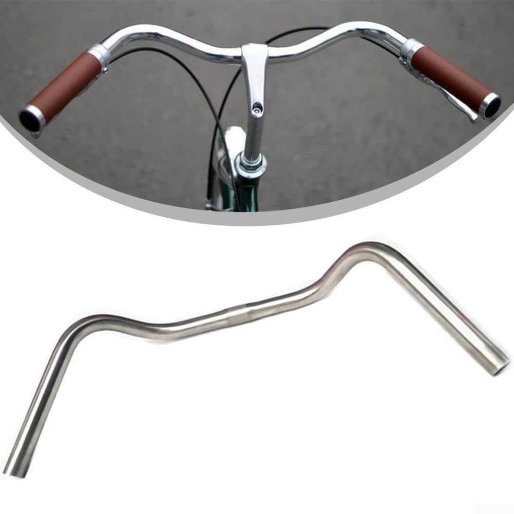 Manubrio per bici in acciaio inox, per trekking a tutto tondo, per Cruiser Sit Up Riding, morsetto da 25,4 mm argento per bici da città pieghevoli vecchia scuola
