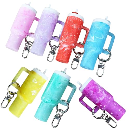 MMEYING 7 Pack Mini Tumbler Chapstick Holder Key Chain for Handbag Backpack