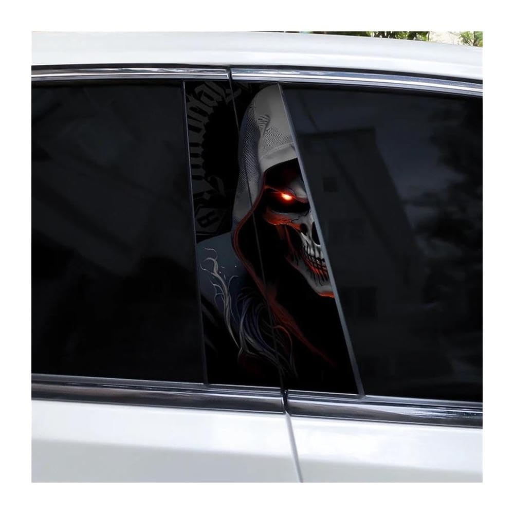 Decorative Items 2pcs Car Center Pillar Sticker Dark Moon Reaper Auto B-Pillar Waterproof Protective Film