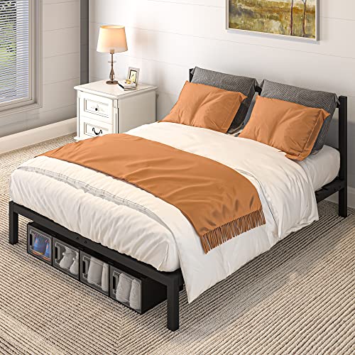 Yitahome Metal Bed Frame With Headboard/11 Inch Platform/Wood Slat Support/Mattress Foundation/No Box Spring Needed (Queen) #TOP17