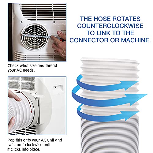 UNAOIWN Portable Air Conditioner Exhaust Hose. AC Vent Hose with 5.9"/15CM Diameter, Anti-Clockwise Thread & Length up to 78.7"