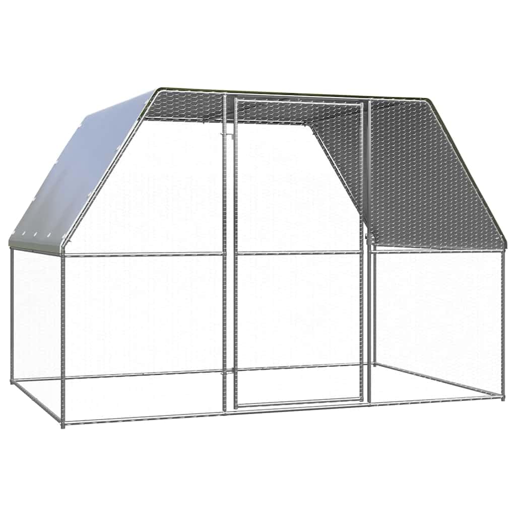 Jaula para pollos de acero galvanizado plateado y gris, 3 x 2 x 2 m, con techo impermeable y puerta con cerradura, ideal como recinto para animales pequeños para conejos, cobayas y roedores