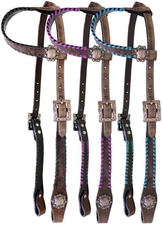 Showman Single Ear Rawhide Laced Rough-Out Leather Headstall