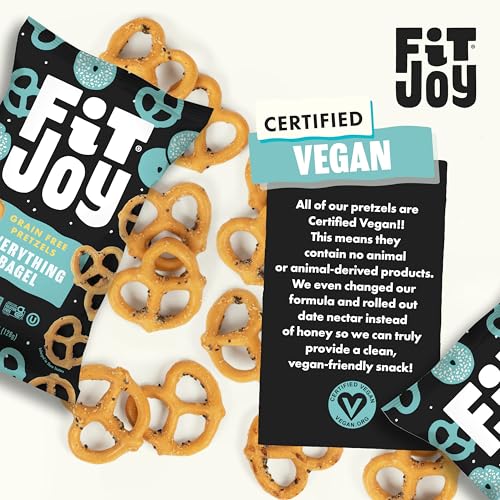 Image of FitJoy Everything Bagel Pretzels (Pack of 6, 4.5 Oz), Dairy, Nut & Gluten Free Snacks, Grain Free Cassava Root & Chickpea Flour Vegan Pretzel Twists, Classic Snack Pretzels for Moms, Children & More