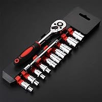 Vista 5 de Juego de llaves de trinquete de 1/4 de pulgada, kit de herramientas mecánicas y juego de enchufes con mango de trinquete reversible de liberación