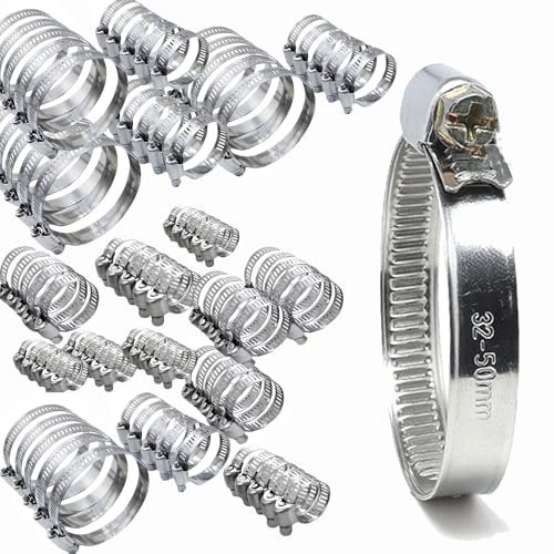 90PCS Hose Clamps, Stainless Steel Metal Clamps, 5/16 to 2-3/8