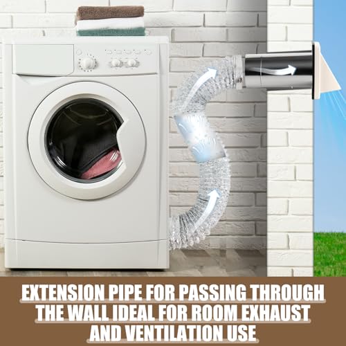 Image of Gisafai 6 inch Dryer Vent Cover Outside with Stainless Steel Mesh Wall Dryer Exhaust Cap and Removable Extended Pipe Vent Shroud Hood Cushioned Non Return Flap with Sealing Gasket Grille(Tan)