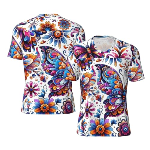 Stylish Athletic Sports Jersey Abstract-Butterflies-Floral Men's Rugby Jersey Xx-Large Black