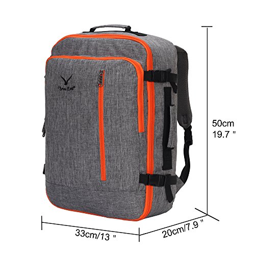Hynes Eagle 38L Flight Approved Weekender Carry on Backpack Orange Grey