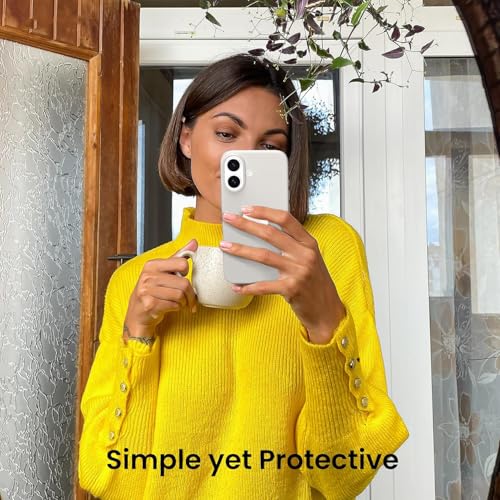 Image of Elzzi Microfiber Logo Cover Compatible for iPhone 16 Plus Case Liquid Silicone Cases Full Body 4 Layer Protective Covers Shockproof Back Cover (Stone)