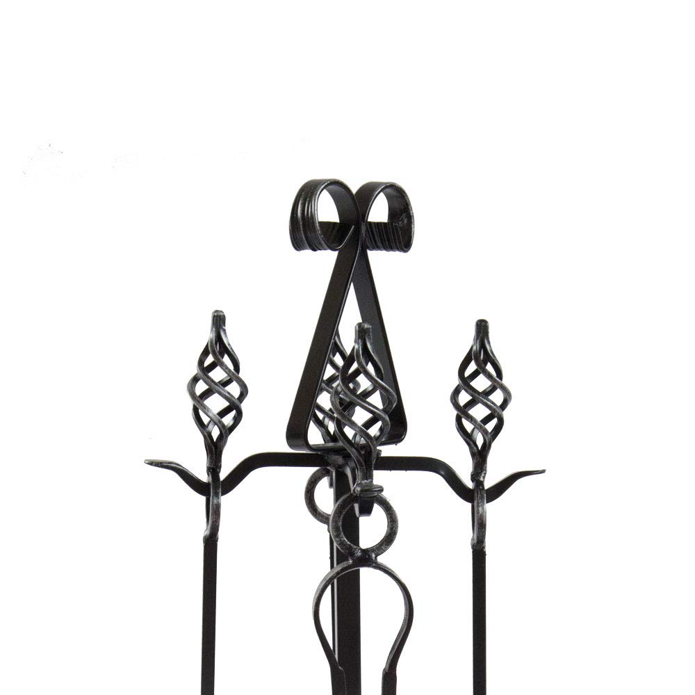 5 PIGNE- SET ACCESSORI CAMINO IN FERRO BATTUTO