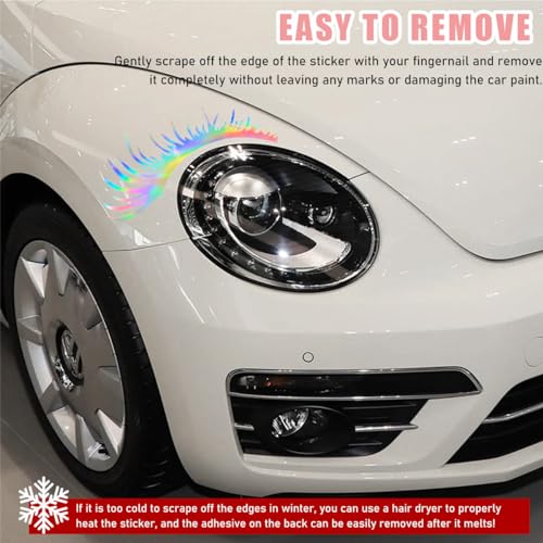 Image of Ohleats 2PCS Car Headlight Eyelash Stickers, Funny Cute Fake Eyelashes Bumper Window Decal, Waterproof Decoration Sticker for Auto Body Headlamp, Universal Exterior Car Accessories (Colorful)
