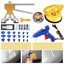 Car Dent Puller Kits, Paintless Dent Repair Kits with Adjustable Golden Lifter & Hot Glue Gun, Large Dent & Small Ding…