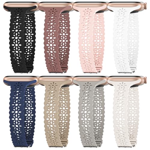 Image of Lace Silicone Bands Compatible with Apple Watch Bands for Women
