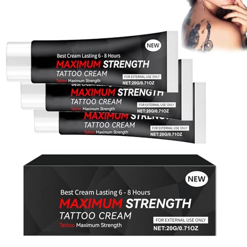 Crema de tatuaje de 20 g para pieles sensibles, crema anestésica con fórmula natural, efecto duradero y cuidado de la piel, calma, hidrata y cuida la piel fresca tatuada, protección intensiva del