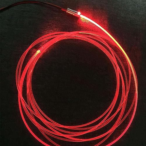 Image of 3mm 5meters /16ft PMMA Optic Fiber Cable Side Glow with 12V 1.5W LED Aluminum Illuminator Light Source for Home Car DIY (Red)