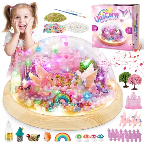 Unicorn Gifts for Girls, 3-9 Year Old Girl Gifts -2-in-1 Night Light & 30 Songs Music Box Arts and Craft Kits for Kids Age 3-7 Girls Toys for 3-7 Year olds- Birthday Presents Old Advent Christmas
