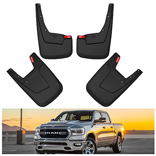 Image of Kiwi Master Mud Flaps for 2019-2024 Dodge Ram 1500 (Without OEM Fender Flares, Not Fits Classic or TRX), Heavy Duty Front & Rear Mud Guards, No Drill, 4 Pcs Set