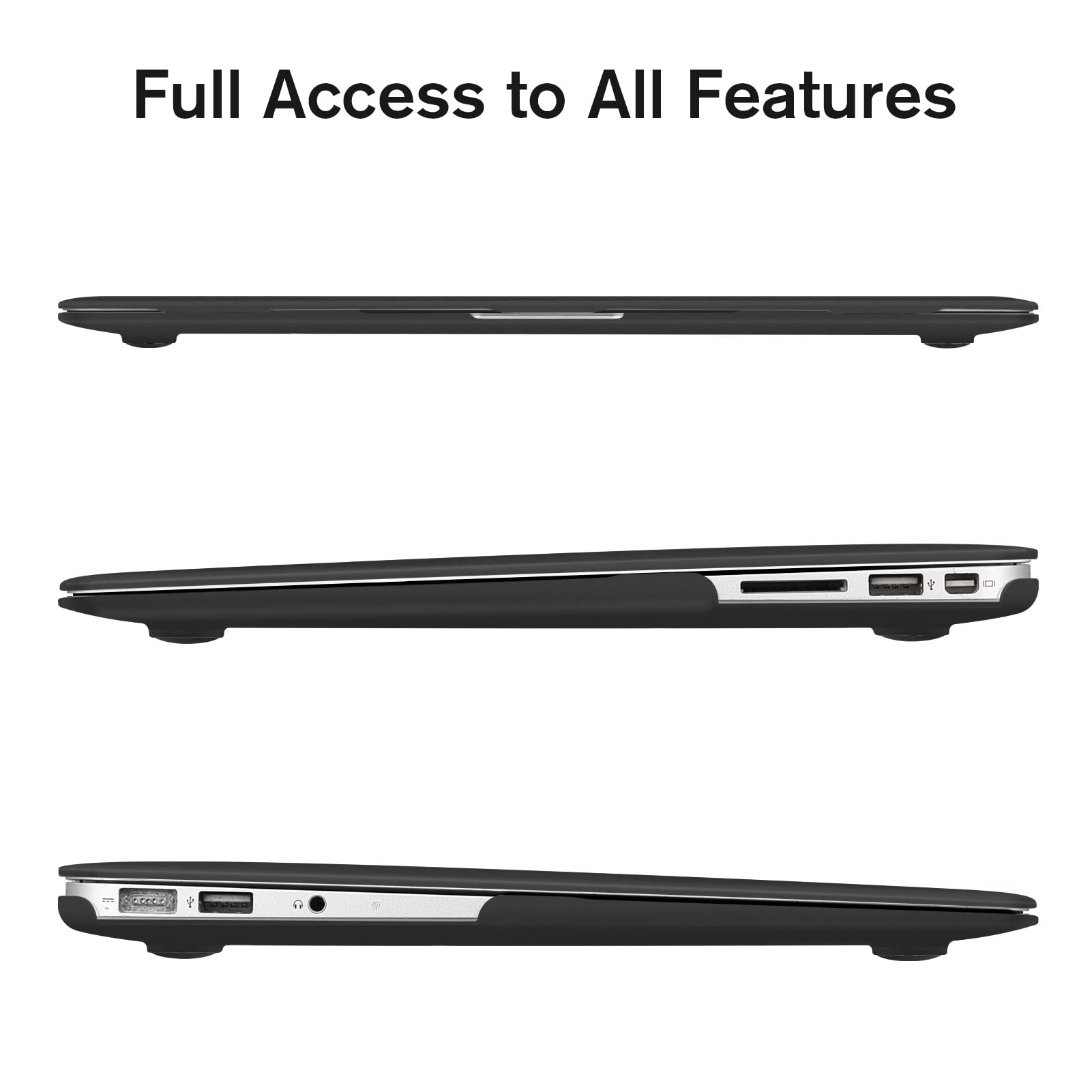 FINTIE Custodia Compatibile con MacBook Air 13 Pollici A1466 / A1369 (Versione 2010-2017) - Rivestimento Gommato Plastica Cover Rigida Duro Caso Compatibile con MacBook Air 13.3", Frosted Nero