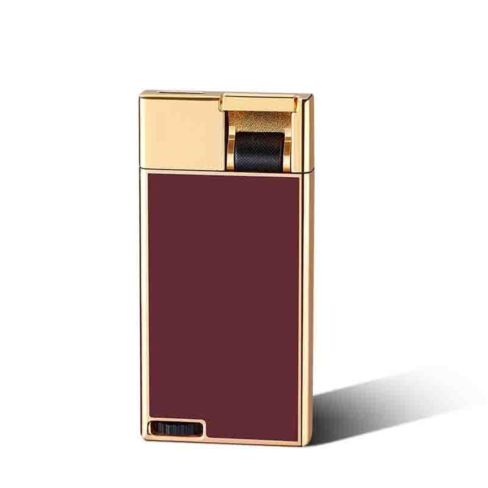 OGQBEAPC Ultra-Slim 9mm Butane Lighter — Visible Fuel Window, Refillable & Adjustable Flame — Portable Jet Lighter for Men (Butane Gas Not Included)(A)