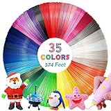 35 Colors 3D Pen PLA Filament Refills, 16.4 ft per Color Total 574 ftâ1.75 mm PLA Filament, Compatible with MYNT3D / SCRIB3D Printing Pen, Not Support for 3Doodler Pen
