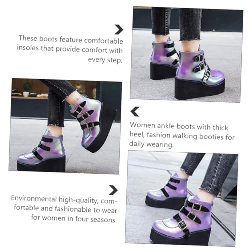 Bottines femmes rétro à talon épais confortables toutes saisons - 2