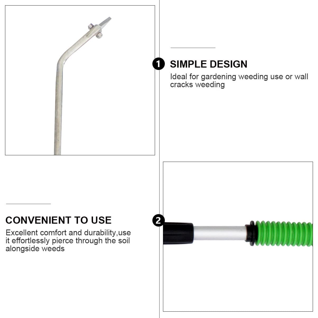 Herramienta Manual para Desherbar Jardín de Acero Extensible | Plata, para Grietas de Muro y Piedras, Uso en Jardinería, Taladro de Mango Largo