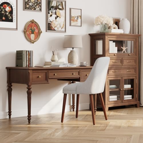 Image of MALOL Upholstered Dining Chairs Set of 4, High-Back Dining Room Chair with Wood Legs, Padded Kitchen Chairs for Dining Room /Restaurant /Cafe, Light Grey