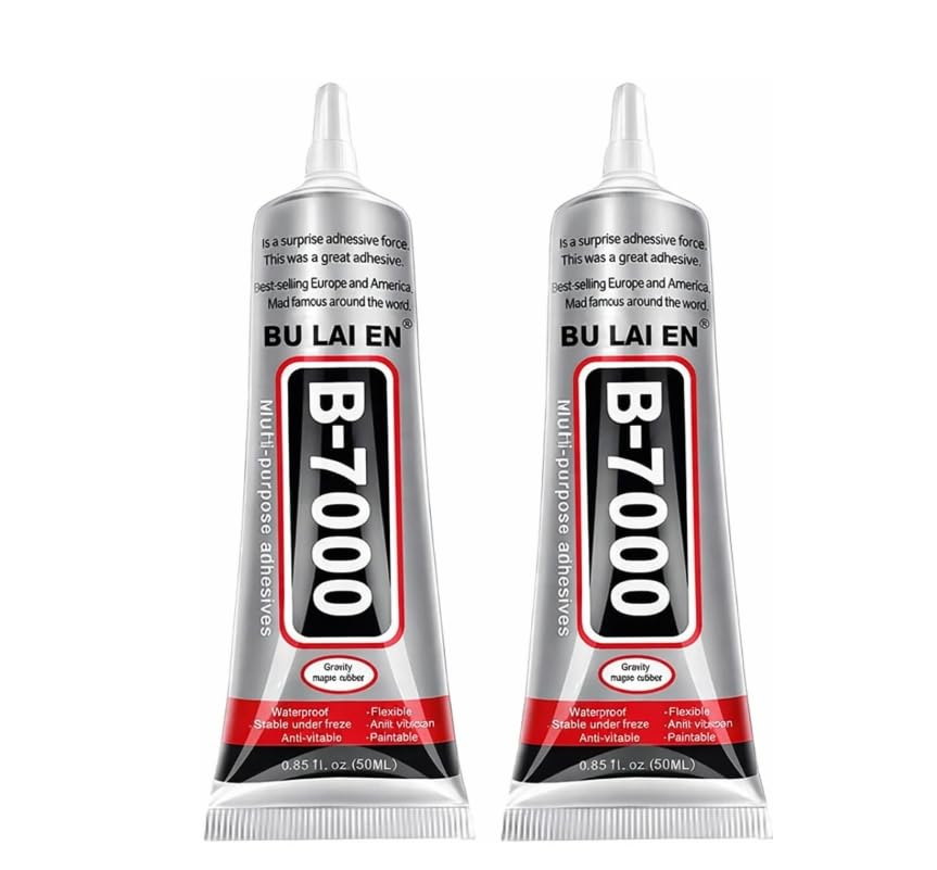 Image of B-7000 Multipurpose Adhesive Glue - 2 Pack (50ml Each) | Industrial Strength, Waterproof, Flexible, Anti-Vibration Craft Glue for Jewelry, Fabric, Glass, Mobile, Nail Art, DIY Projects