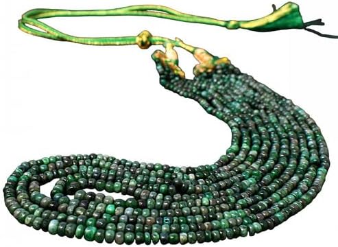 307 Cts Earth Mined 5 Strand Untreated Emerald Beads Woman Necklace CHIK_NECKLACE-32168