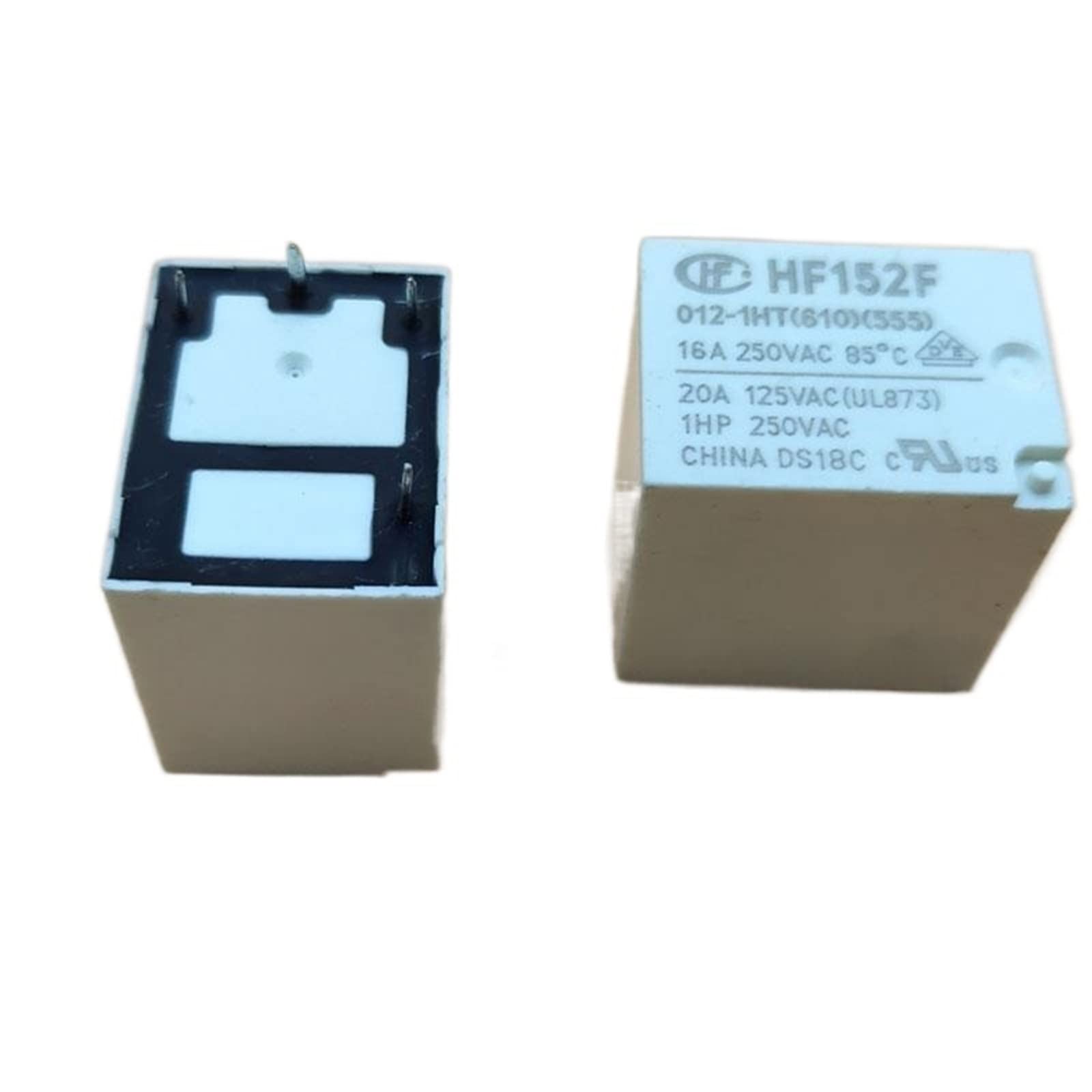 AERBNYEQP 2PCS Relays HF152F-012-1HT HF152F-T-012-1HT 12VDC 4PIN 16A 250VAC Power Relay