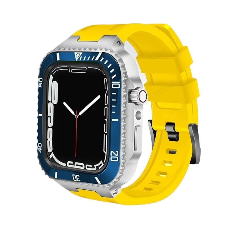 Bracelet caoutchouc et cadre Apple Watch 44mm 45mm pour le sport et bureau