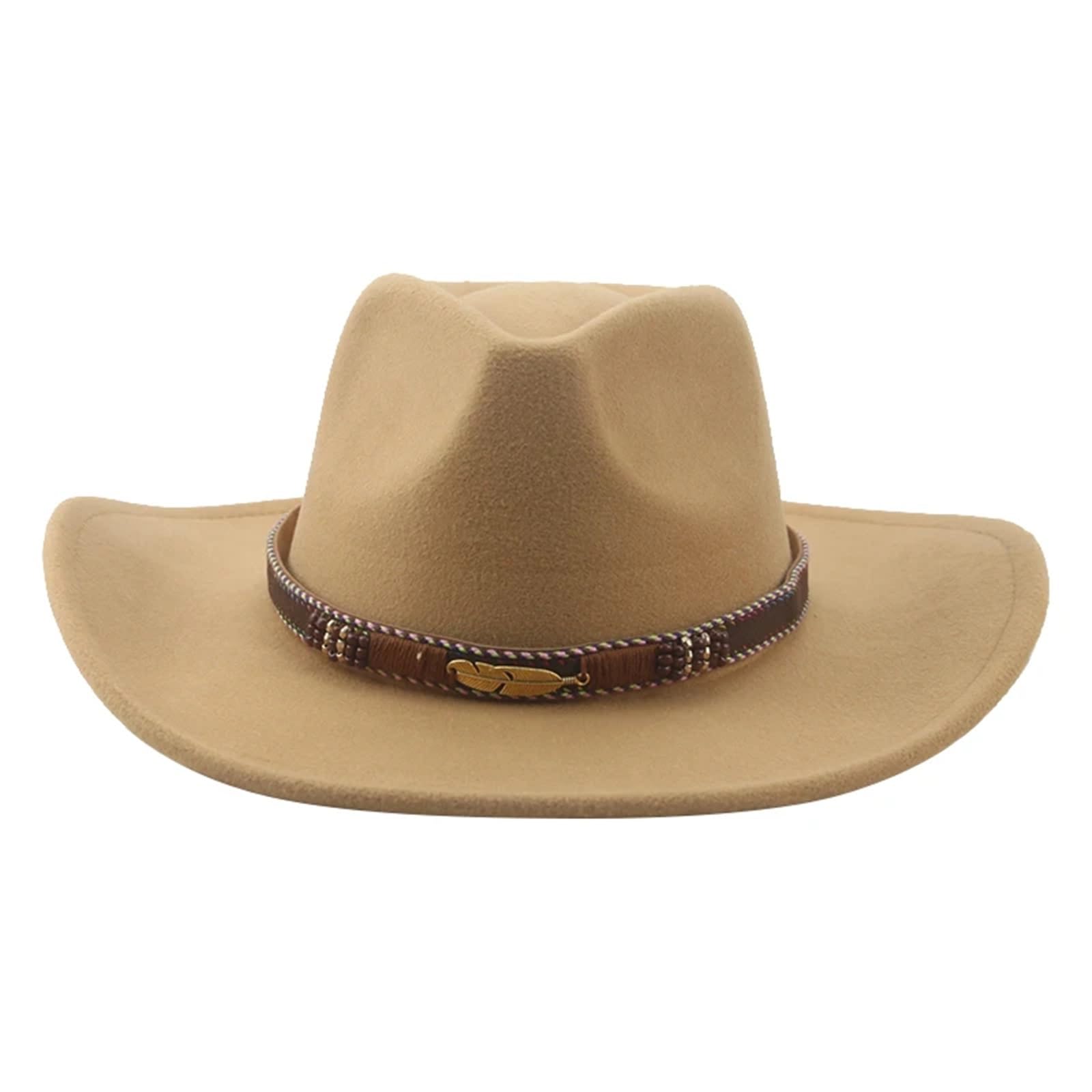 Cappelli Fedora da Donna Cappello da Uomo in Feltro Panama Cappello da Cowboy Occidentale Cappello da Cowboy a Tesa Larga Vintage Casual