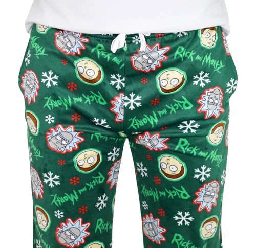 Handcraft Rick and Morty Pajama Pants for Men, Plush Fleece Character Sleepwear, Adult Pickle Rick PJ, XX-Large Green4
