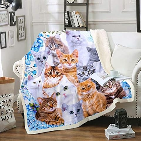 Manta de Felpa para niños, diseño de Dibujos Animados y Gatos Cover