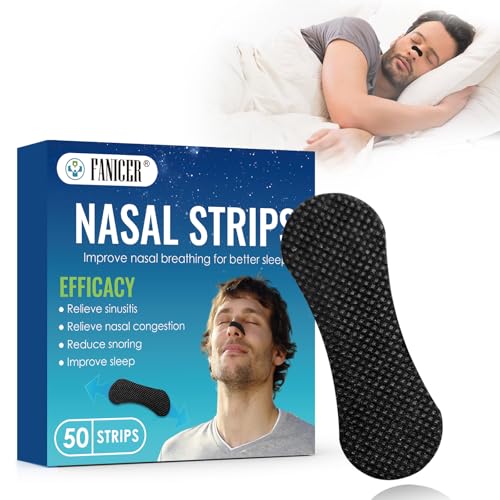 Nasenpflaster, 50 Stück Nasenpflaster Schnarchen, Extra Starke Nasenpflaster Besser Atmen, Leistungsfähigkeit und besserer Schlaf Sport Anti Schnarchen Streifen (Schwarz)