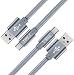 USB Type C Cable,(6.6ft 2 PACK ) USB-C to USB-A Nylon Braided Fast Charger Cord 3A for Samsung Galaxy Note 8 S8 Plus LG V30 G6 G5 V20,Nintendo Switch,Pixel 2 XL,Macbook and More(6.6ft Grey)