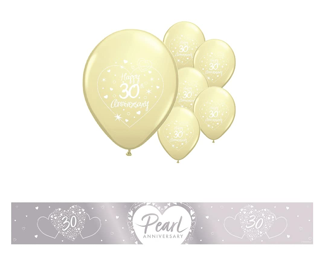 30th Pearl Anniversary Banner And Balloons Party Pack 30th Pearl |  Desertcart Seychelles, image size:1083x841