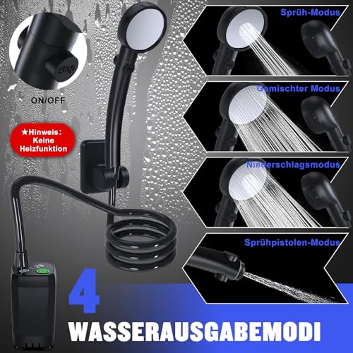Campingdusche Tragbare, [6000mAh] Spopal Camping Dusche mit mit Pumpe und Temperaturanzeige… – Ansicht 3