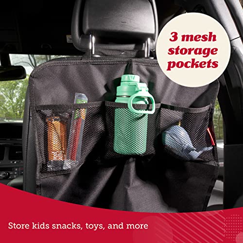 Image of Lusso Gear Seat Back Protector - 2-Pack Kids Kick Mat & Car Seat Organizer - Waterproof Oxford Backseat Cover - 3 Mesh Pockets for Car Organization, Black
