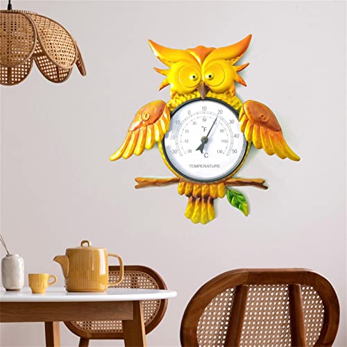 Innen- und Außenthermometer, Eulen Wandthermometer aus Metall, Temperatur Thermometer, Dekoratives Wetterthermometer, Außenthermometer für Garten, Terrasse, Hof, Gewächshaus, Schuppen, Zuhause – Bild 3