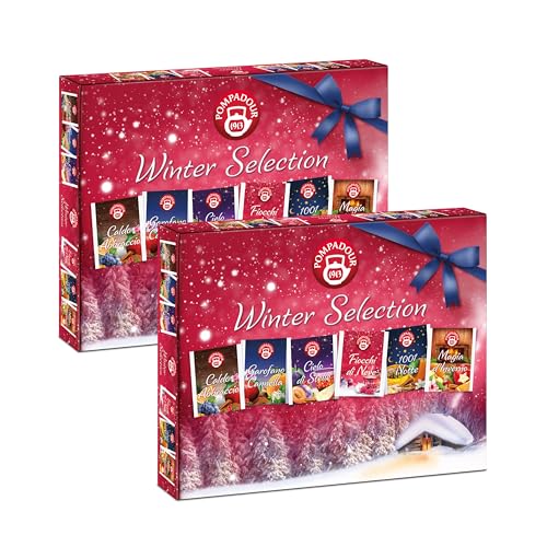 Pompadour, Winter Selection (2 box da 30 filtri), Infusi Invernali, Garofano Cannella, 1001 Notte, Caldo Abbraccio, Fiocchi di Neve, Magia d'Inverno, Cielo di Stelle, Senza Lattosio e Allergeni, Vegan