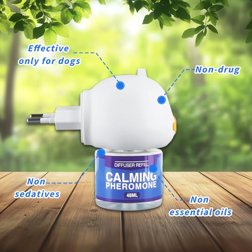 Shyllin Pheromone Hund, Beruhigungsmittel für Hunde, Calmante Perros Petardos, Dog Diffuser Calming Beruhigender (1 Steckdose +2 Nachfüllflakon) Abbau von ängstlichem Verhalten Feuerwerk Gewitter