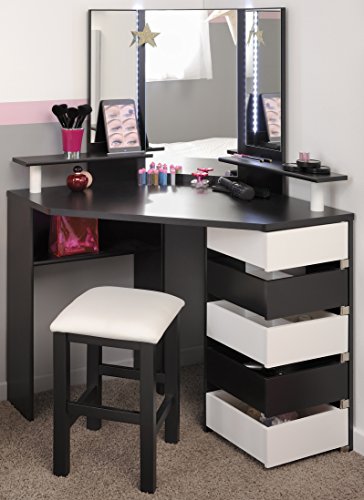 Preisvergleich Produktbild Parisot Eck-Schminktisch Volage Schwarz / Weiß