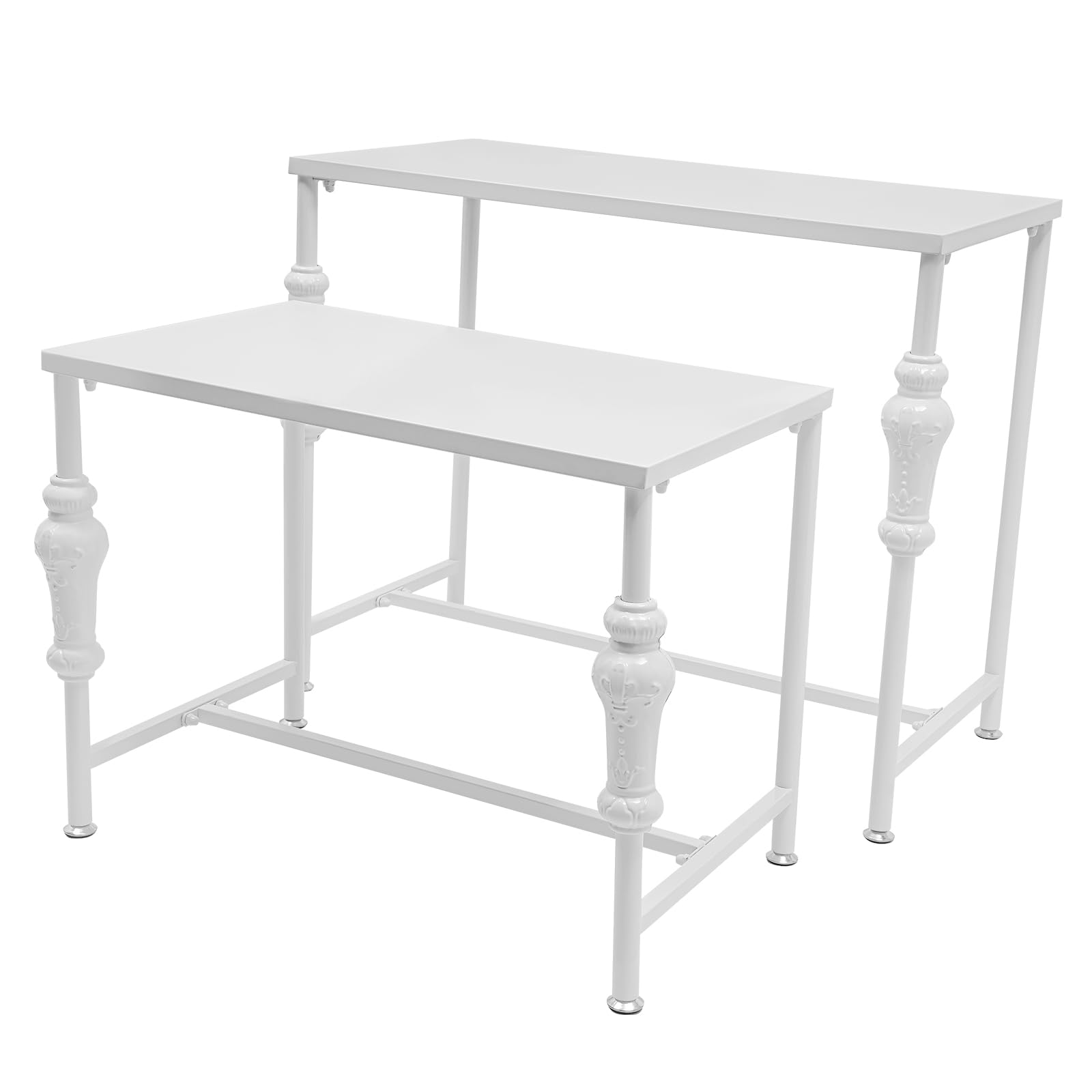 Ghankopd Display Table Handbag Display Stand Set of 2 Heavy Duty Display Table Modern Standing Standing Clothing Shoes Display Rack Display Riser Shelf for Retail Stores White