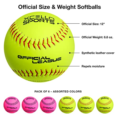 Xcello Sports Official 12" Practice Softball Assortment (Pack Of 6) #TOP1