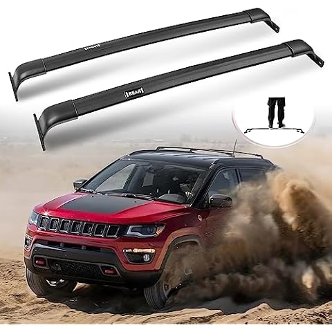 Enhanced 220 LBS Roof Racks for Jeep Compass 2018-2025, Real Aluminum Cross Bars for Kayak Snowboard Surfboard Bike Canoe Ski Cover